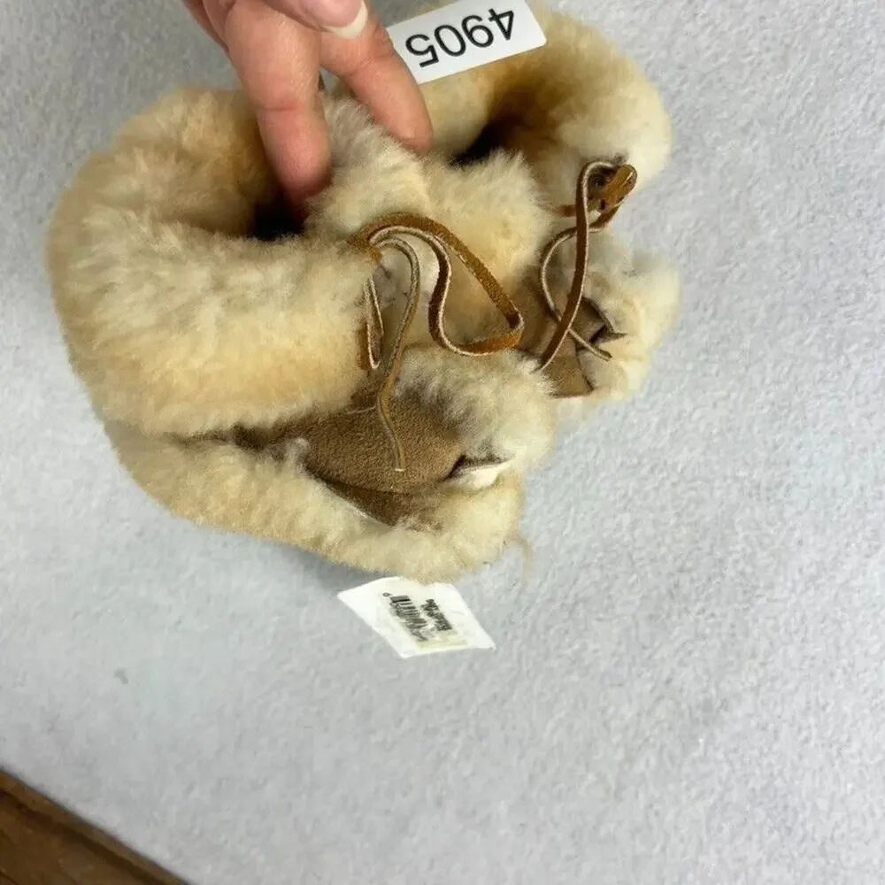 Fur Brown Baby Slippers Unisex Girls & Boys - Size: 3-6 Months